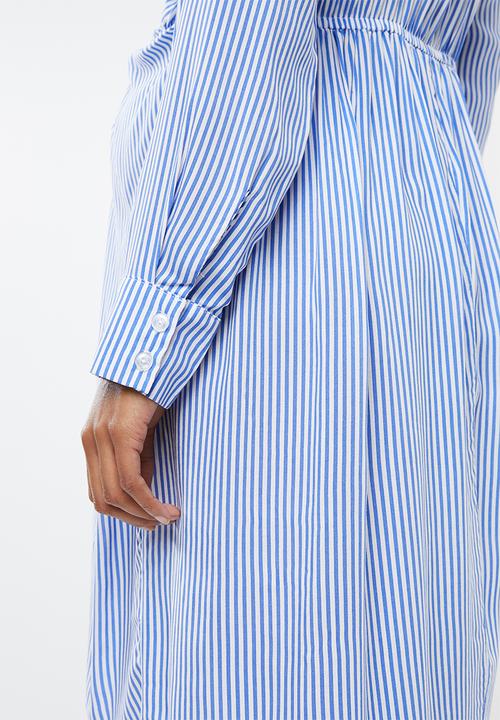 edit Maternity - Twist front maternity shirt dress - blue & white 