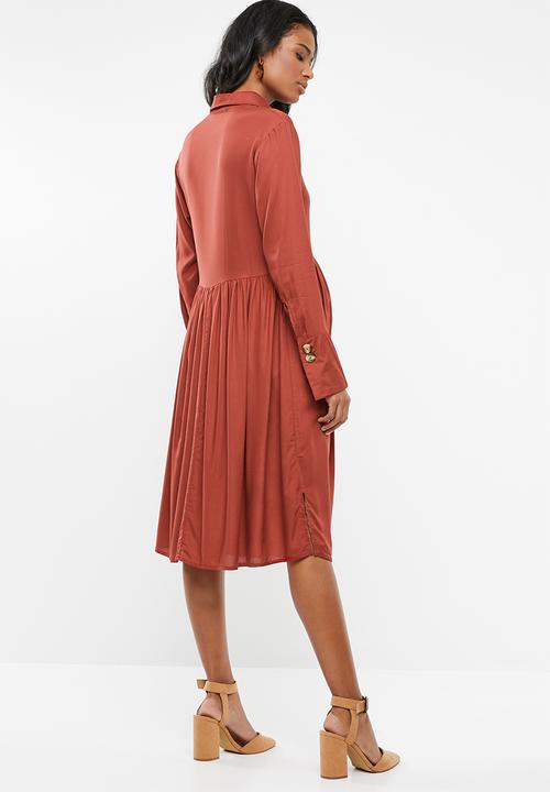 edit Maternity - Button down shirt dress - rust