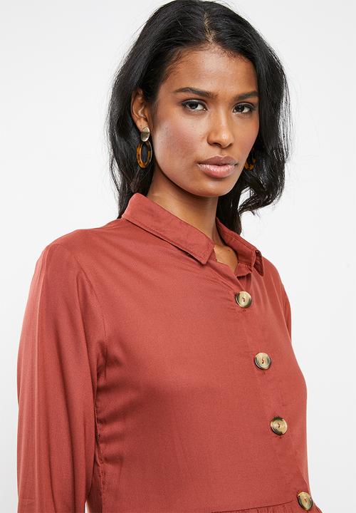 edit Maternity - Button down shirt dress - rust