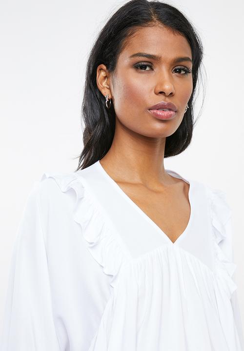 Superbalist - Frill peasant blouse - white