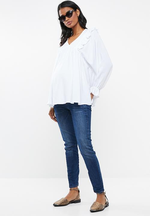 Superbalist - Frill peasant blouse - white