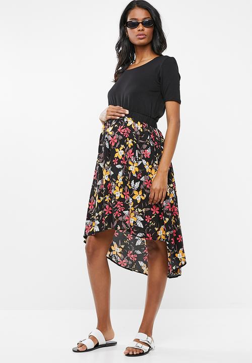 edit Maternity - Dipped hem combo dress - black