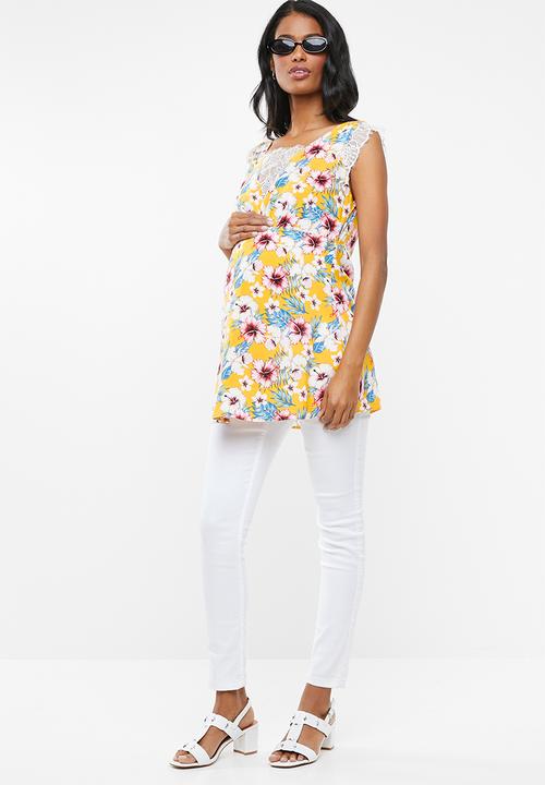edit Maternity - Maternity Lace inset tank top - yellow