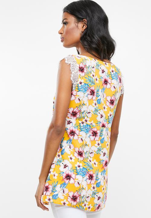 edit Maternity - Maternity Lace inset tank top - yellow
