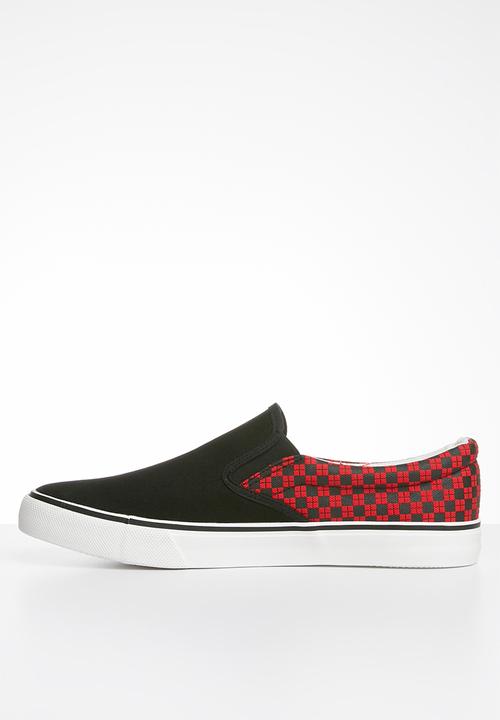 Brave Soul - Checkered slip on - black & Red