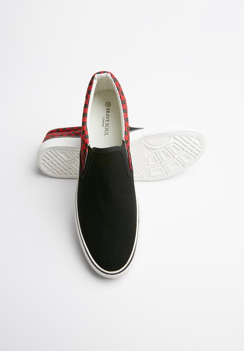 Brave Soul - Checkered slip on - black & Red