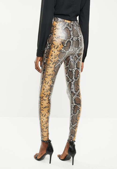 Missguided - Snake print wet look legging - grey