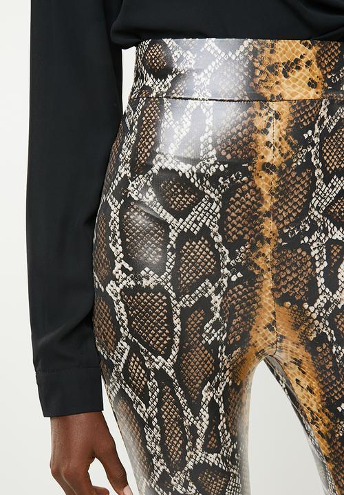 Missguided - Snake print wet look legging - grey