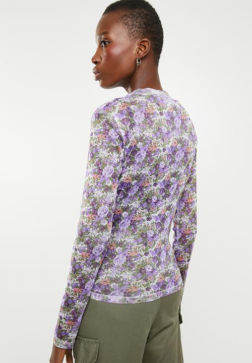 Superbalist - 2 pack turtle neck mesh tee - purple & khaki 