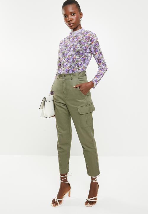 Superbalist - 2 pack turtle neck mesh tee - purple & khaki 