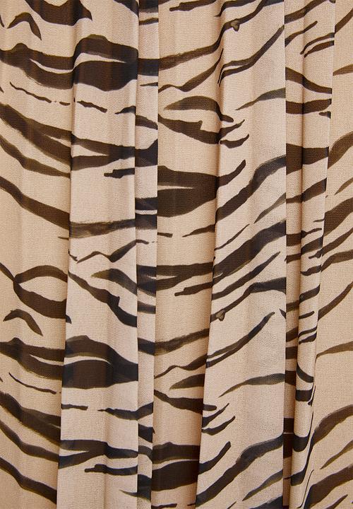 Superbalist - Printed pleated skirt -  black & beige 
