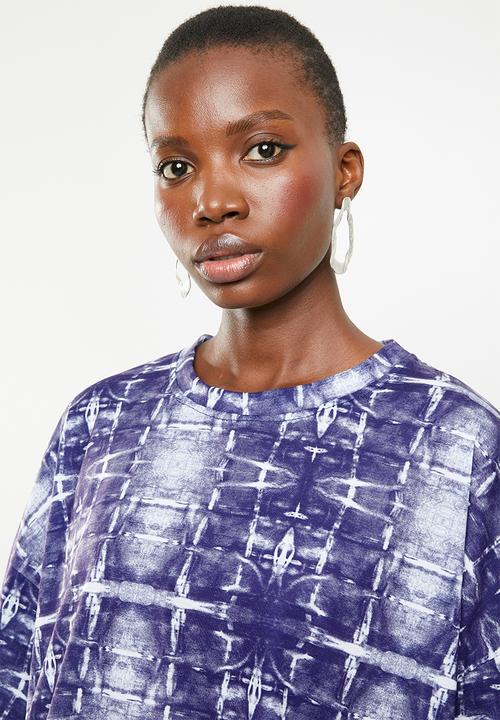 Superbalist - Printed boxy tee - blue & white