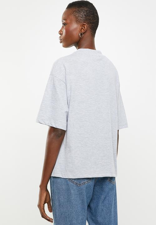Superbalist - Hi neck grown on sleeve tee - grey melange