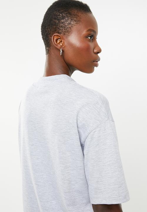 Superbalist - Hi neck grown on sleeve tee - grey melange