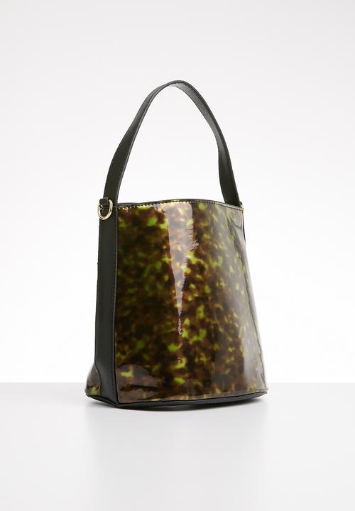 Superbalist - Patent perspex bag - brown & green