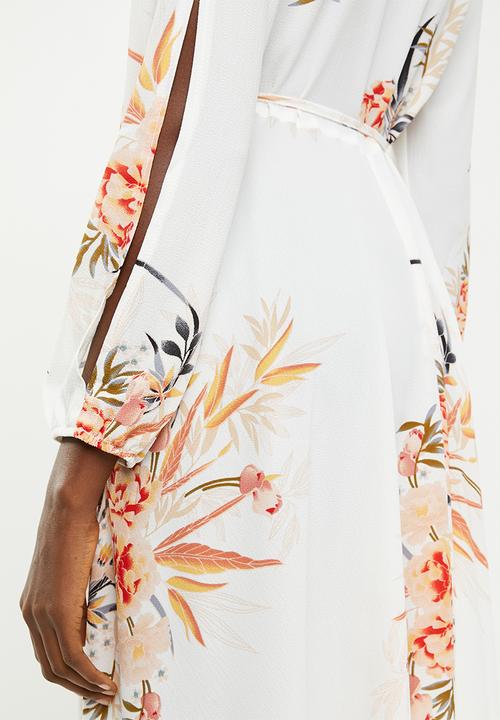 Revenge - Floral wrap dress - white