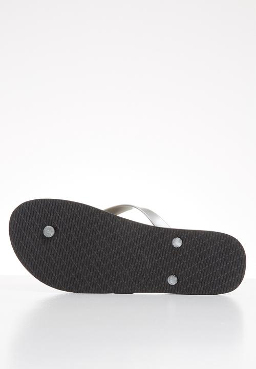 Brave Soul - Snake plain flip flops - black & grey