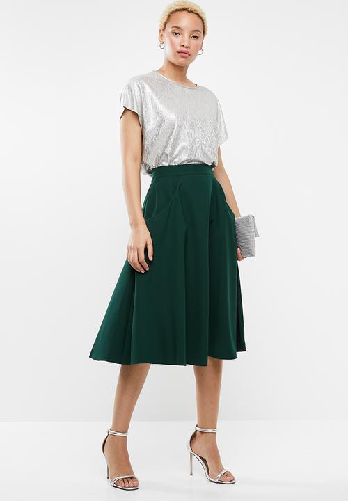 STYLE REPUBLIC - Fit & flare midi skirt - green