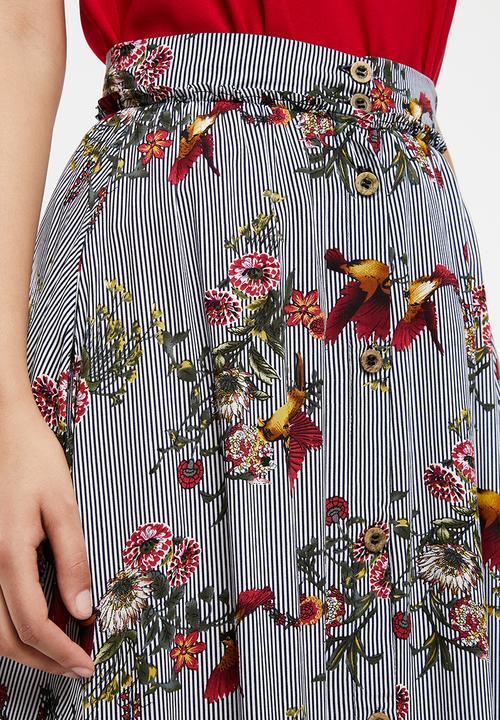 STYLE REPUBLIC - Fit & flare button down skirt - navy & white