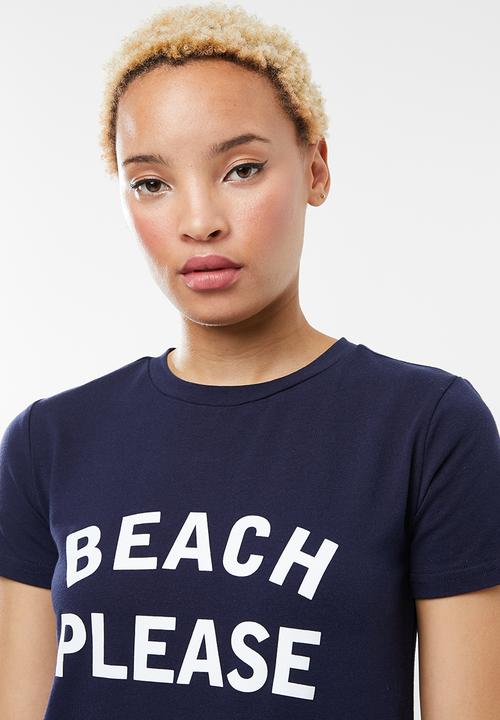 STYLE REPUBLIC - Beach please T-shirt - navy & white 