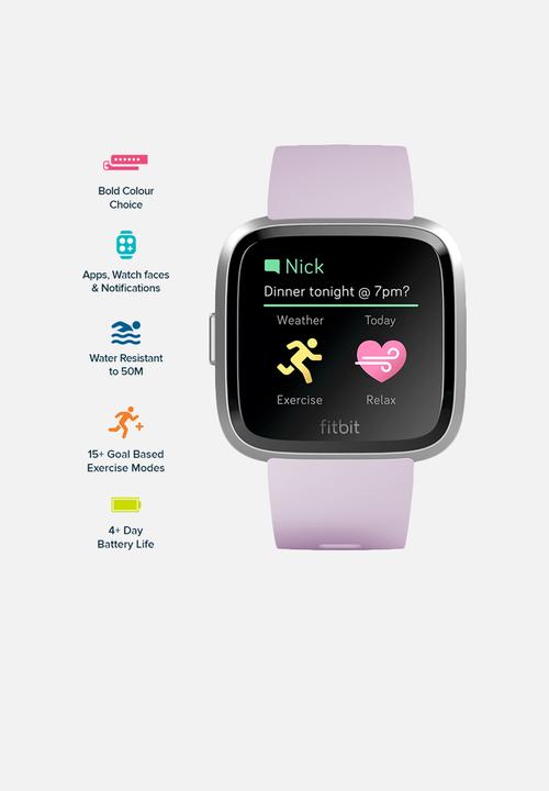 Fitbit - Fitbit versa lite - lilac/silver aluminium