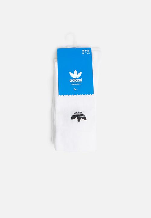 adidas Originals - Thin trefoil crew socks - white & black