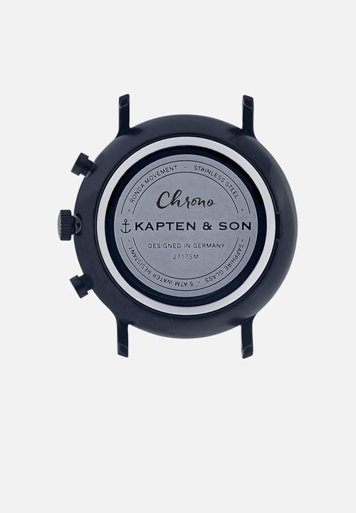 Kapten & Son - Chrono leather watch - black & navy