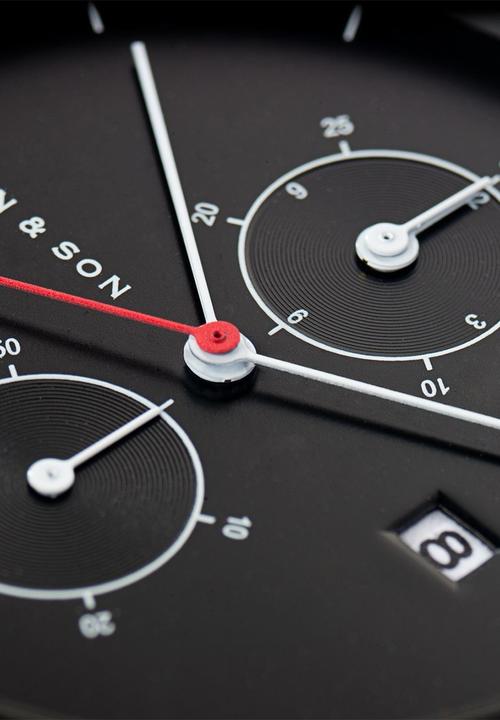 Kapten & Son - Chrono leather watch - black & navy