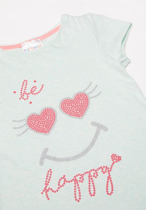 Pop Candy - Girls happy printed tee - white