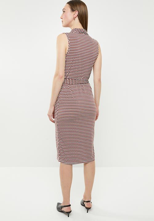edit - Sleeveless wrap over dress - multi