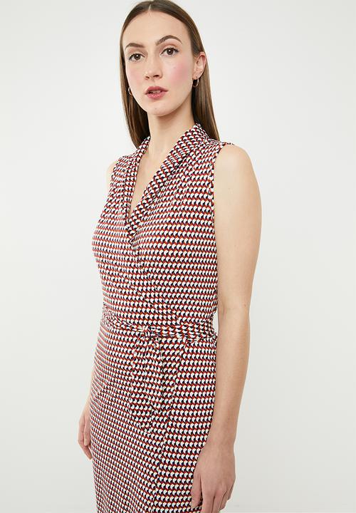 edit - Sleeveless wrap over dress - multi