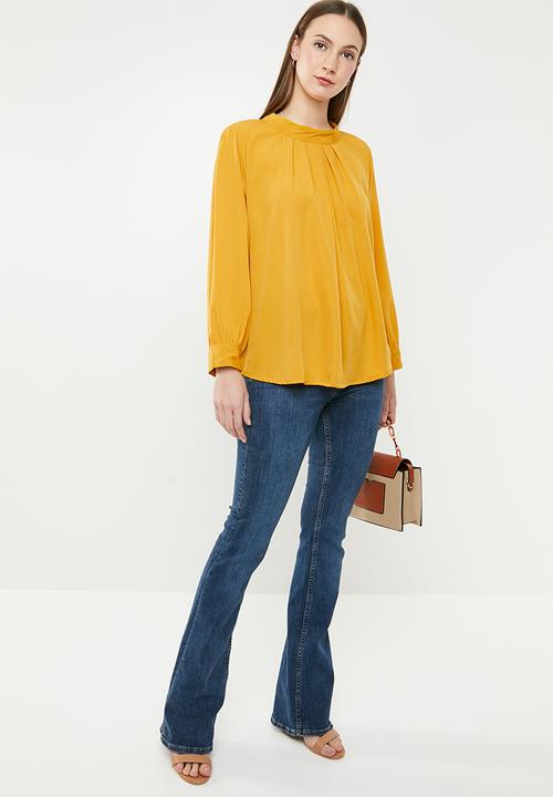 edit - High neckline blouse - yellow