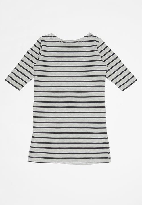 POLO - Girls harper ms striped dress - grey