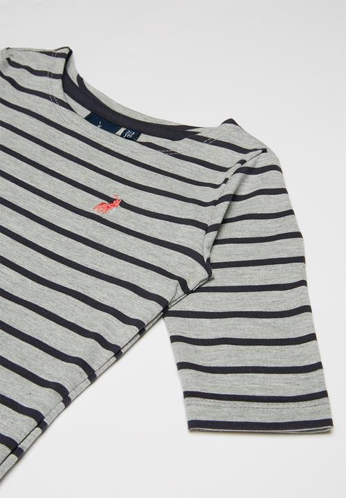 POLO - Girls harper ms striped dress - grey