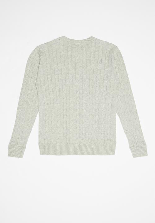POLO - Jason cable knit pullover - grey