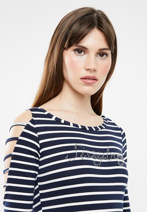SISSY BOY - Sleeve cut detailed dress - navy & white