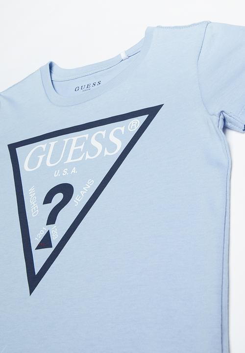 GUESS - Short sleeve guess iconic triangle tee - blue