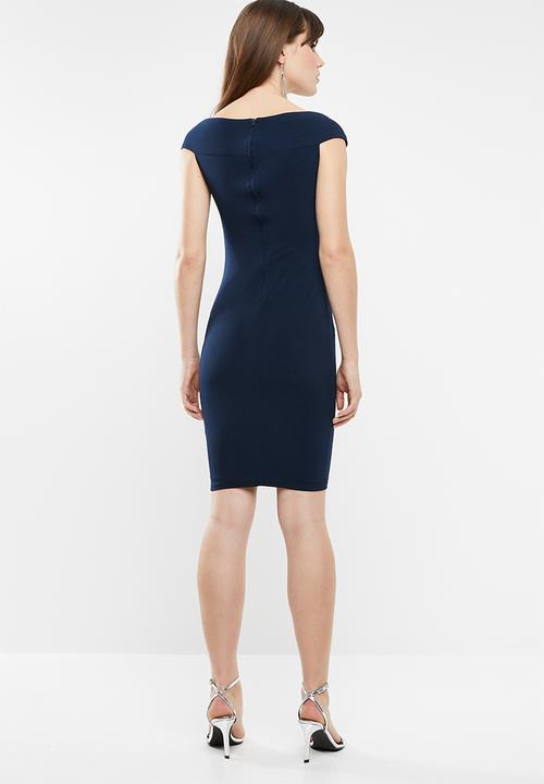 SISSY BOY - Freestyle bardot midi dress - navy