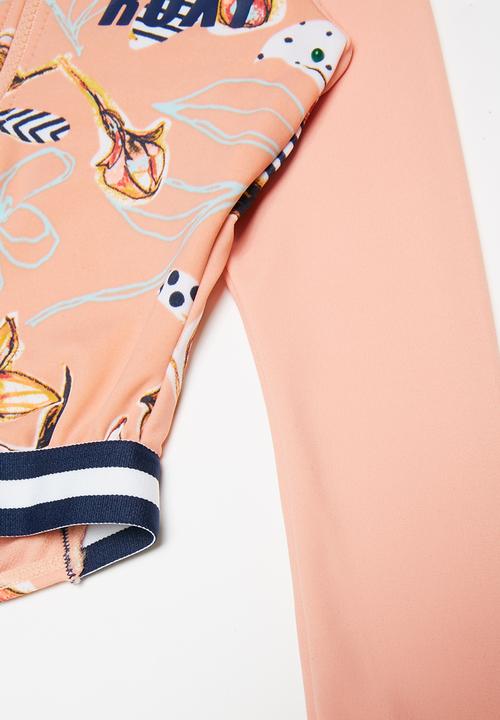 Roxy - Lets be roxy long sleeve onesie - coral