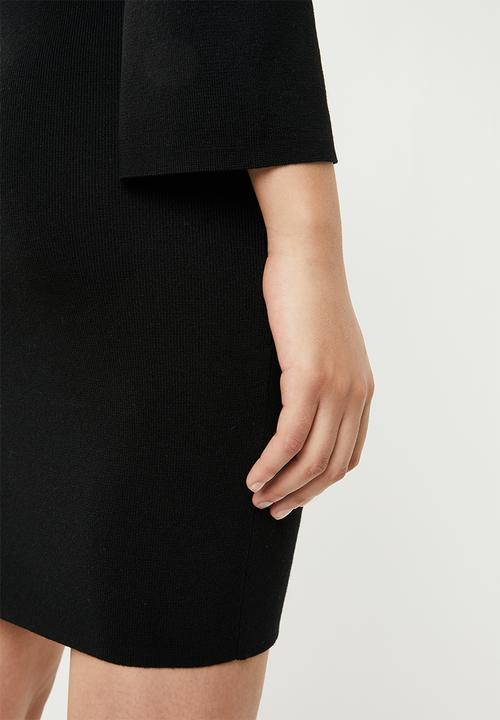 ONLY - Noora 3/4 sleeve neck bow dress - black