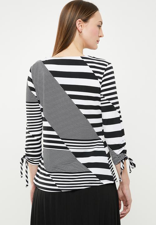 edit - 3/4 Sleeve shell top - black & white