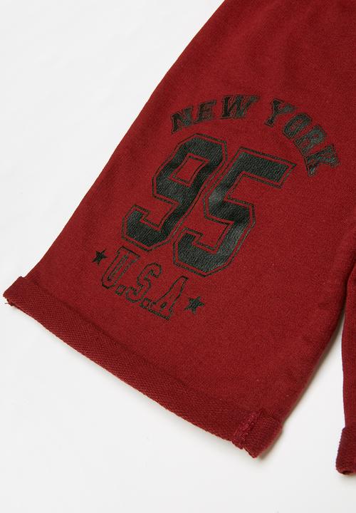 Rebel Republic - Elasticated shorts - burgundy