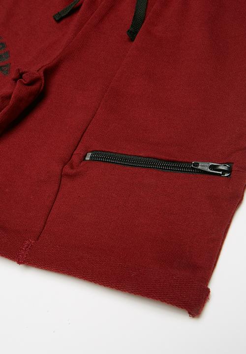 Rebel Republic - Elasticated shorts - burgundy