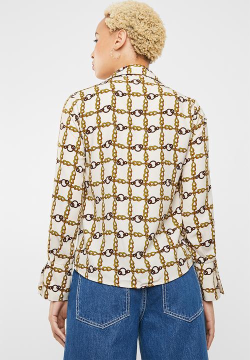 SISSY BOY - Chain print blouse - cream & brown 
