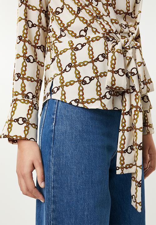 SISSY BOY - Chain print blouse - cream & brown 