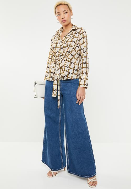 SISSY BOY - Chain print blouse - cream & brown 
