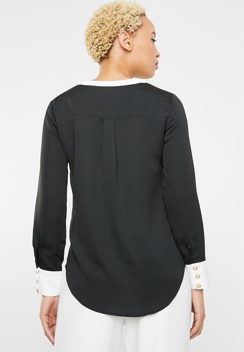 SISSY BOY - Contrast shirt blouse - black & white