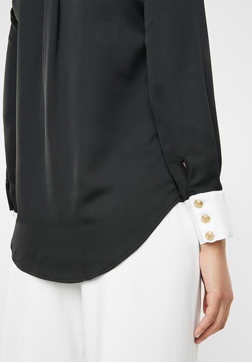 SISSY BOY - Contrast shirt blouse - black & white