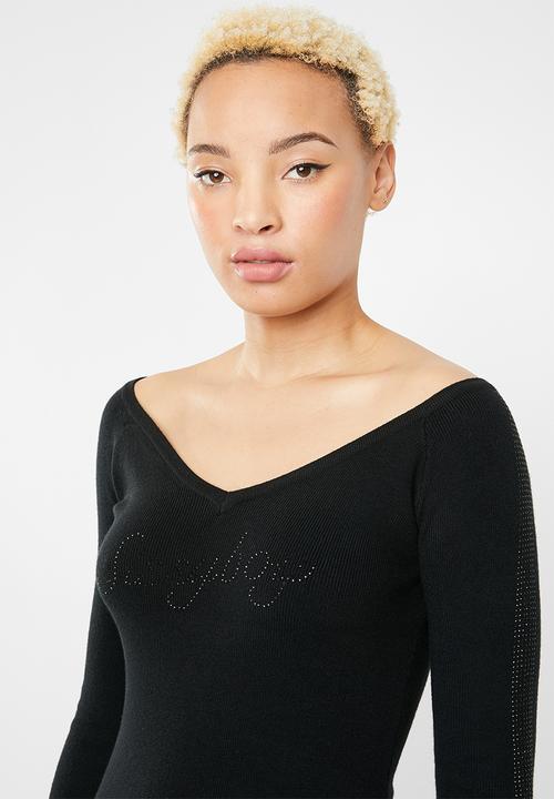 SISSY BOY - Logo knitwear with sleeve bling - black