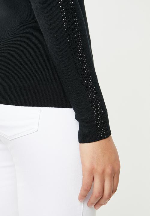 SISSY BOY - Logo knitwear with sleeve bling - black